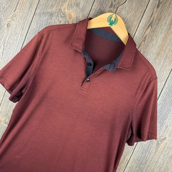 Lululemon Evolution Polo Shirt Burgundy Red Men Size Small *READ* - Picture 1 of 6